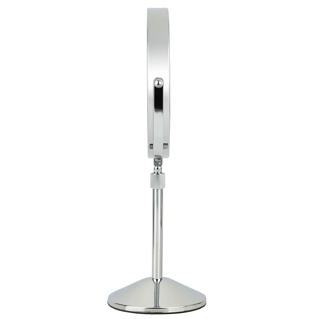 ESPEJO DE MAQUILLAJE GIRATORIO DOBLE CARA CON AUMENTO 5X, CON LUZ LED, REACRGABLE, CABLE USB-C INCLUIDO
