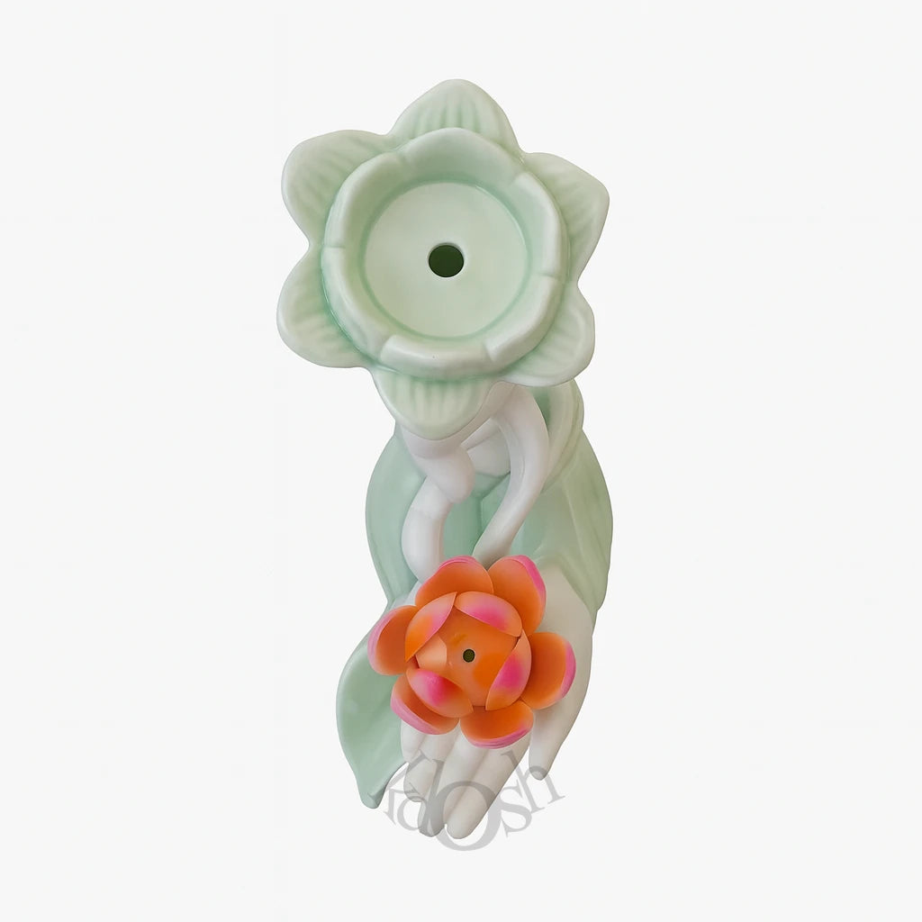 Porta Incienso Zen con Flor de Loto – Cerámica Artística con Cascada de Humo