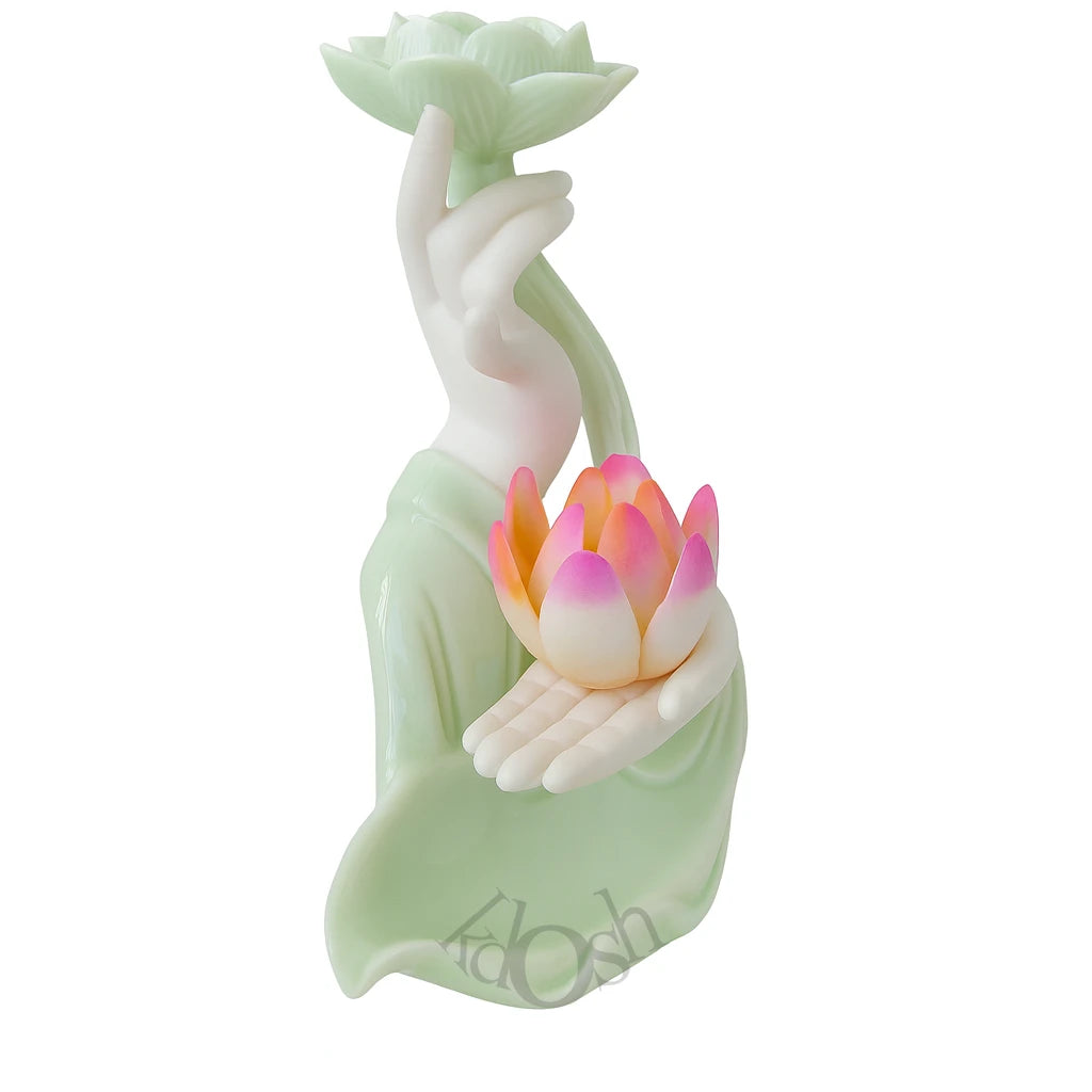 Porta Incienso Zen con Flor de Loto – Cerámica Artística con Cascada de Humo