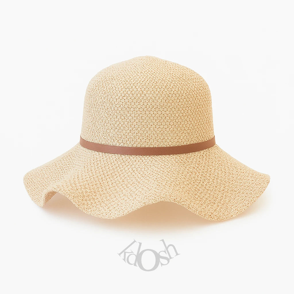 Sombrero Tejido de Ala Ancha con Lazo – Elegancia Natural para Días Soleados