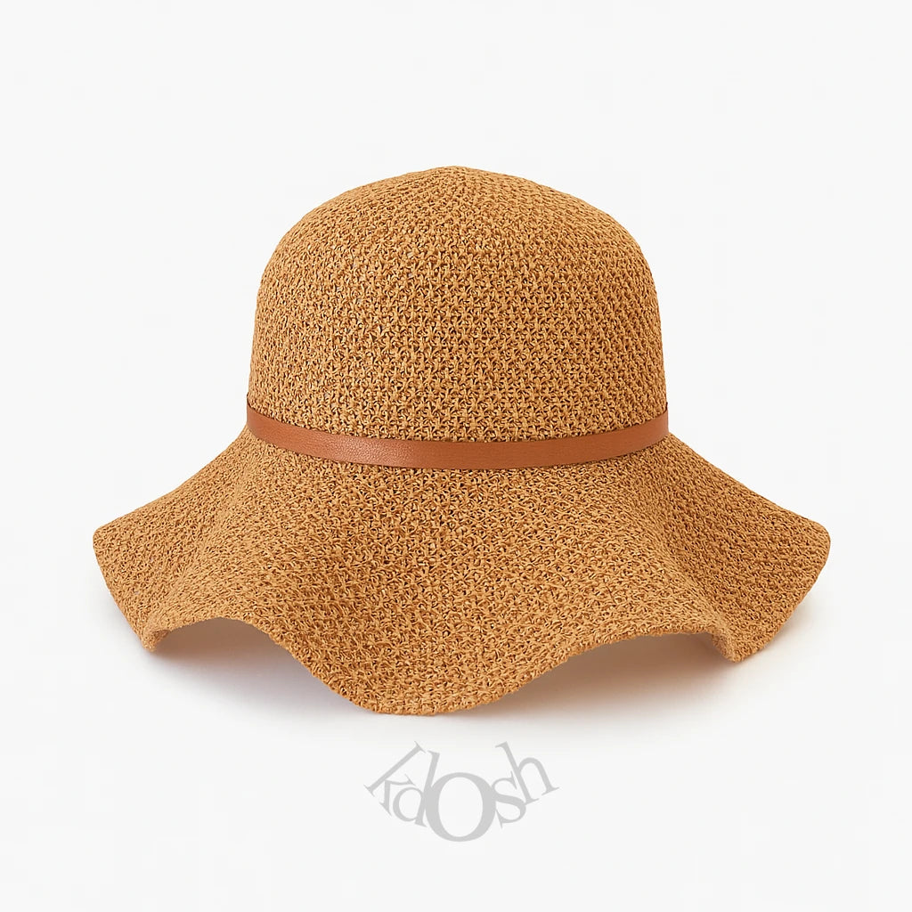 Sombrero Tejido de Ala Ancha con Lazo – Elegancia Natural para Días Soleados