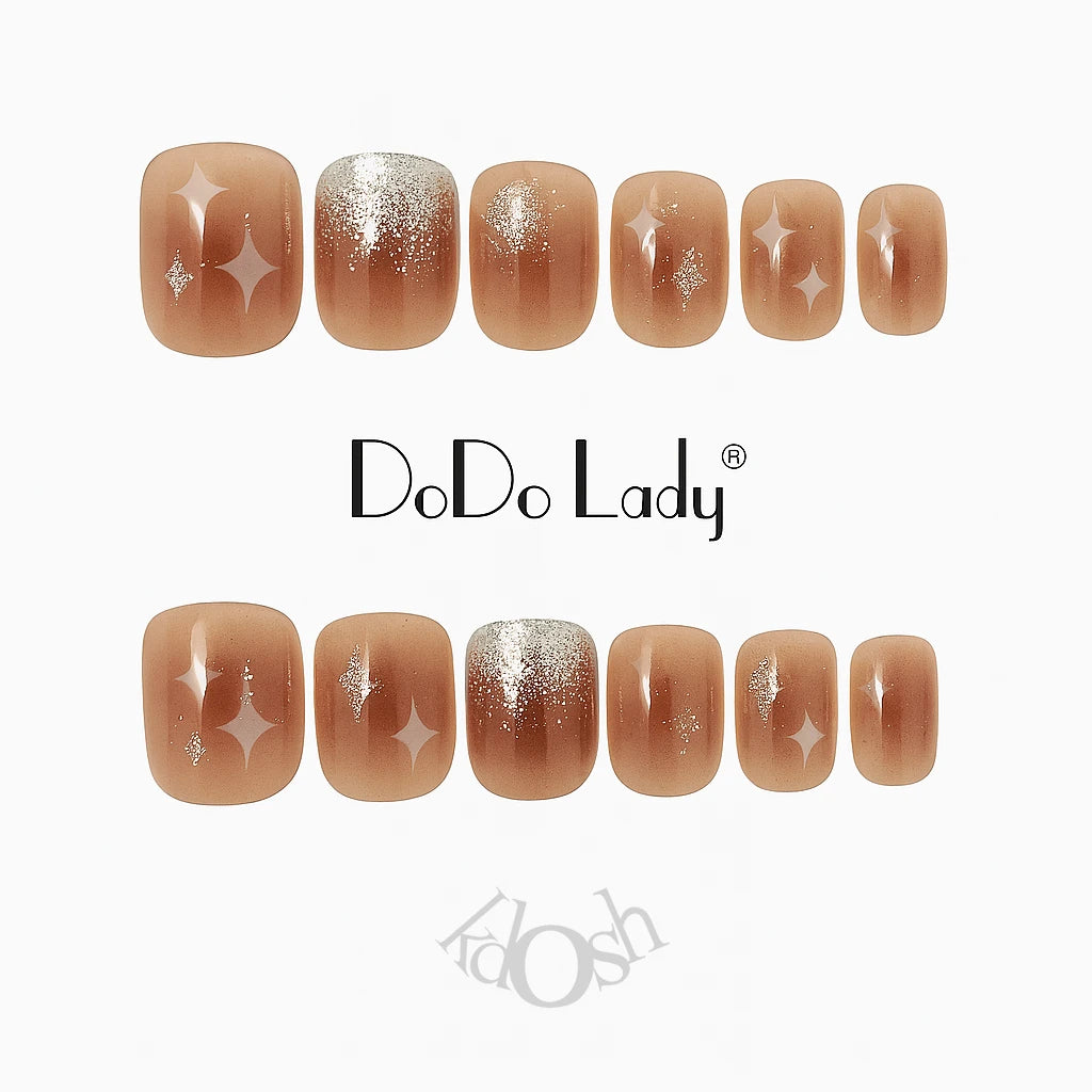 Uñas Postizas para Pies con Efecto Gel – Diseños Pintados y Brillantes (12 Piezas)