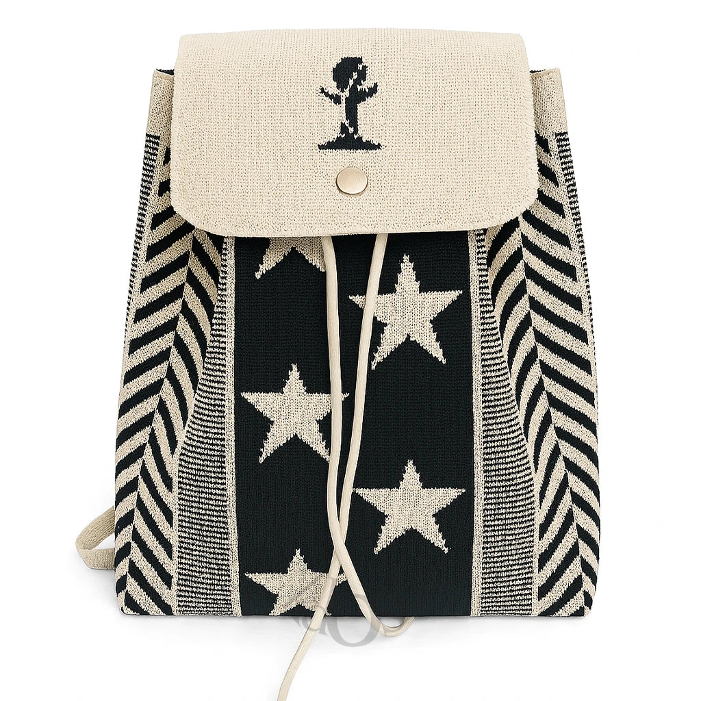 Mochila Tejida con Diseño Estampado – Moderna y Funcional