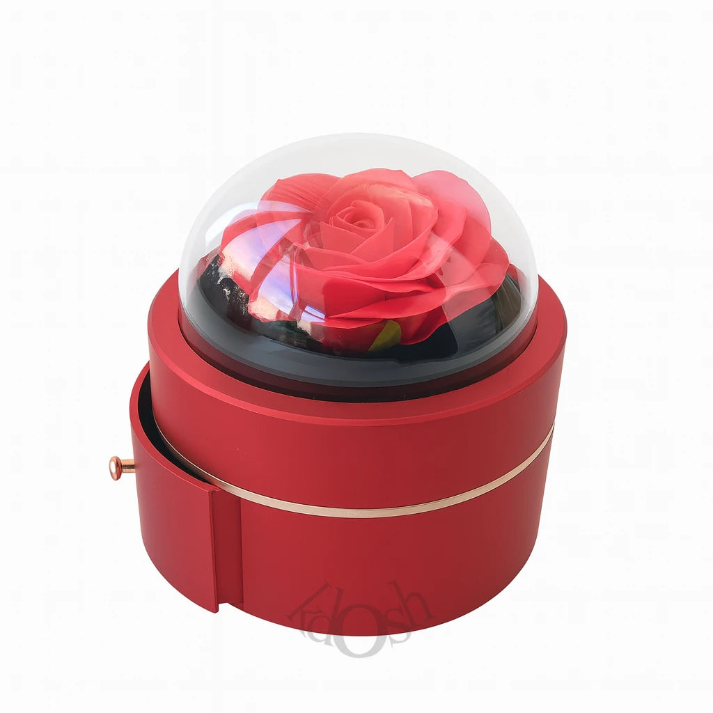 COFRE JOYERO CON ROSA BAJO CUPULA– Elegancia y Detalle Único 🌹