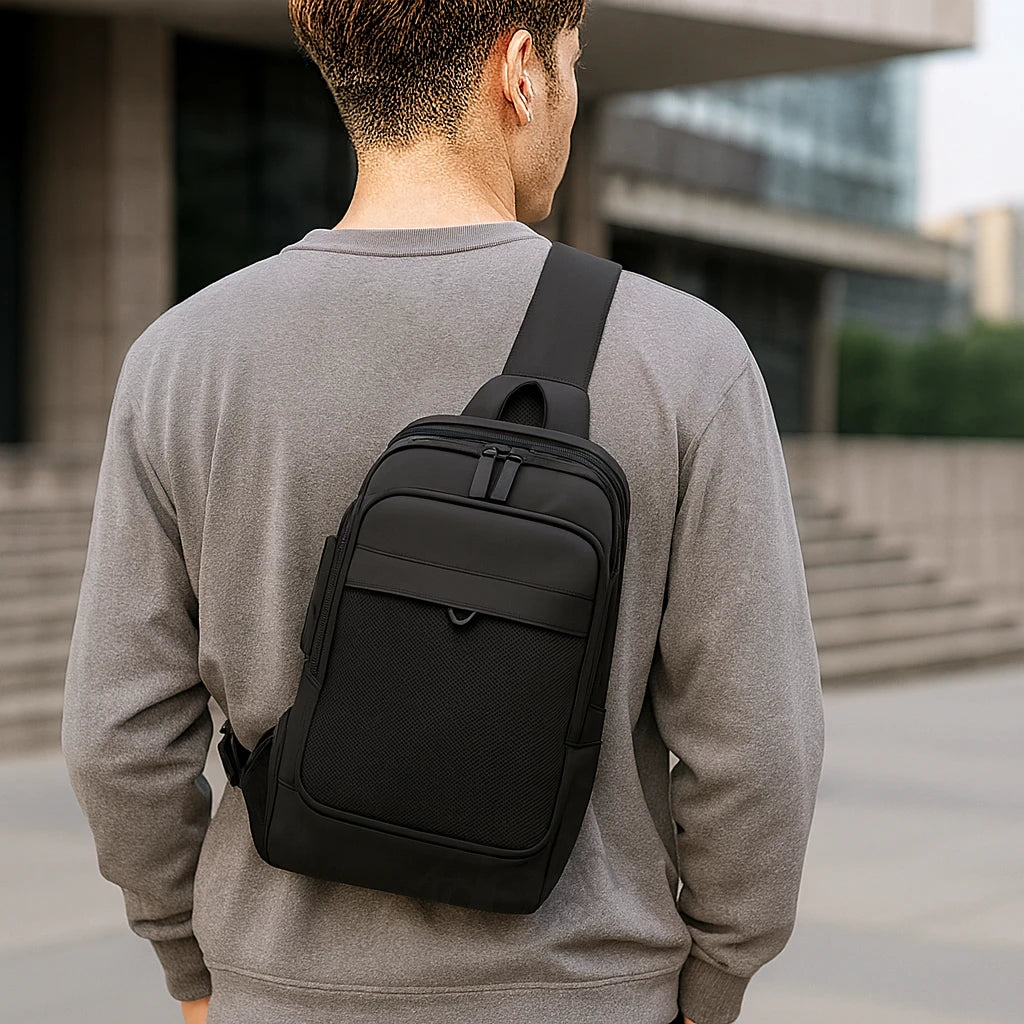 Morral masculino con puerto USB y candado – seguridad y estilo en uno