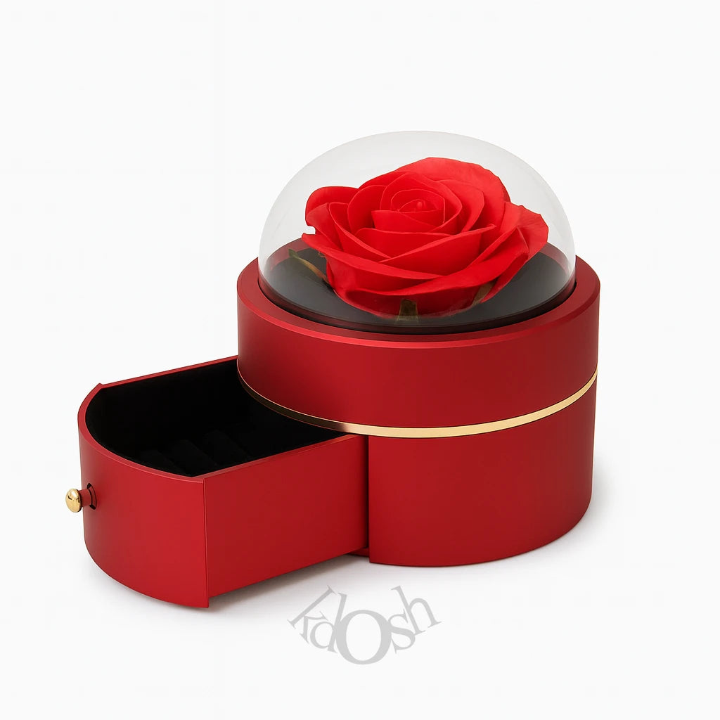 COFRE JOYERO CON ROSA BAJO CUPULA– Elegancia y Detalle Único 🌹
