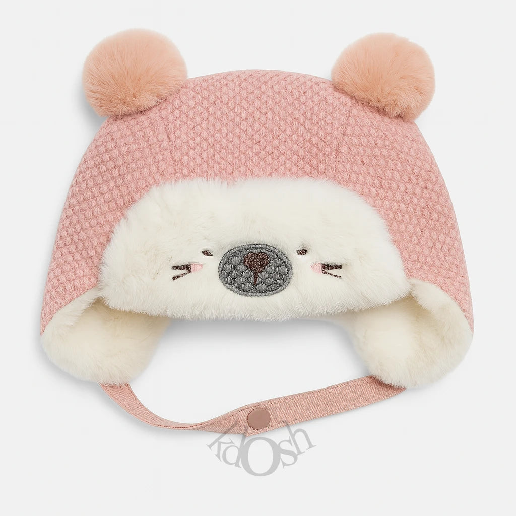 GORRO INFANTIL DE INVIERNO CON CHIPORRO Y POMPONES