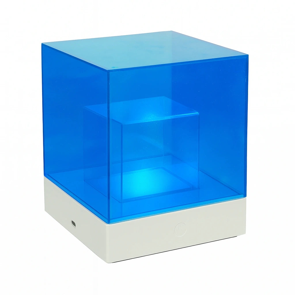 LÁMPARA DE MESA MULTICOLOR CÚBICA
