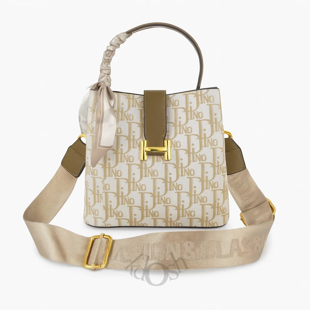 Bolso de Cuero Sintético con Estampado y Pañuelo Chic – Elegancia Versátil