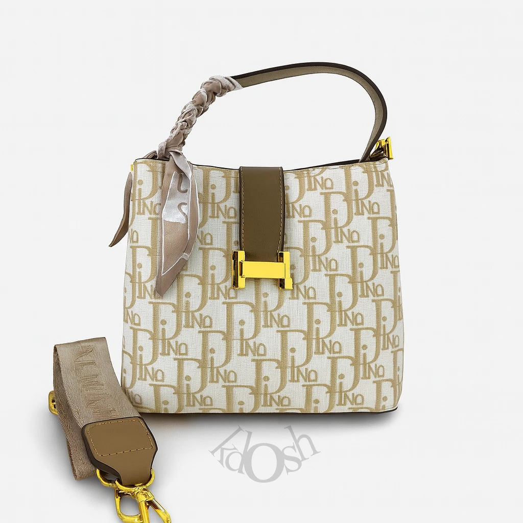 Bolso de Cuero Sintético con Estampado y Pañuelo Chic – Elegancia Versátil