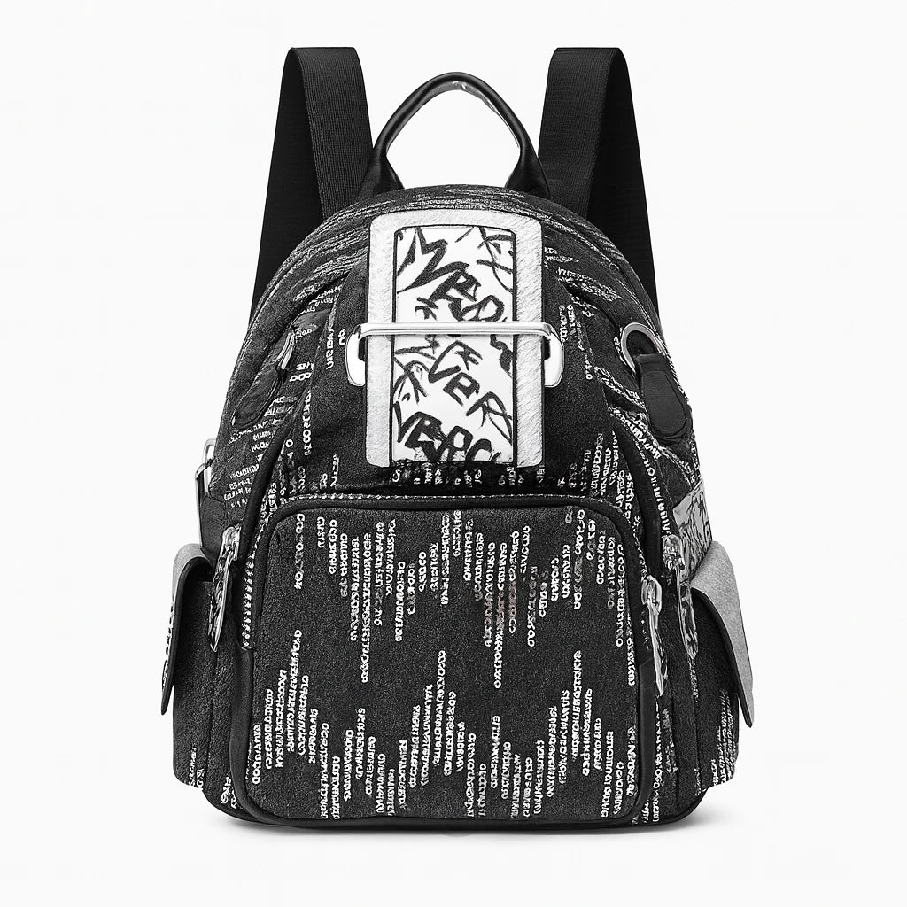Mochila de Lentejuelas con Detalles Metálicos – Glamour y Estilo Urbano