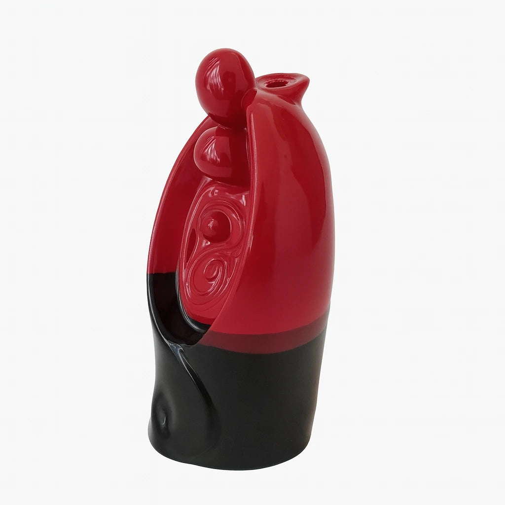 Porta Incienso Bicolor de Cerámica – Cascada de Humo Zen en Rojo & Negro