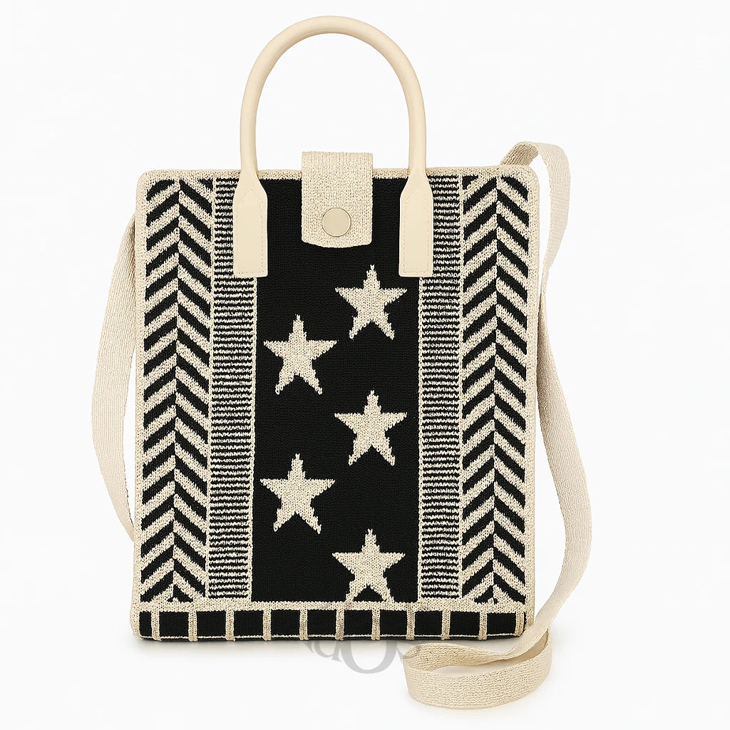Bolso Tejido Artístico 2 en 1 con Estampado Moderno
