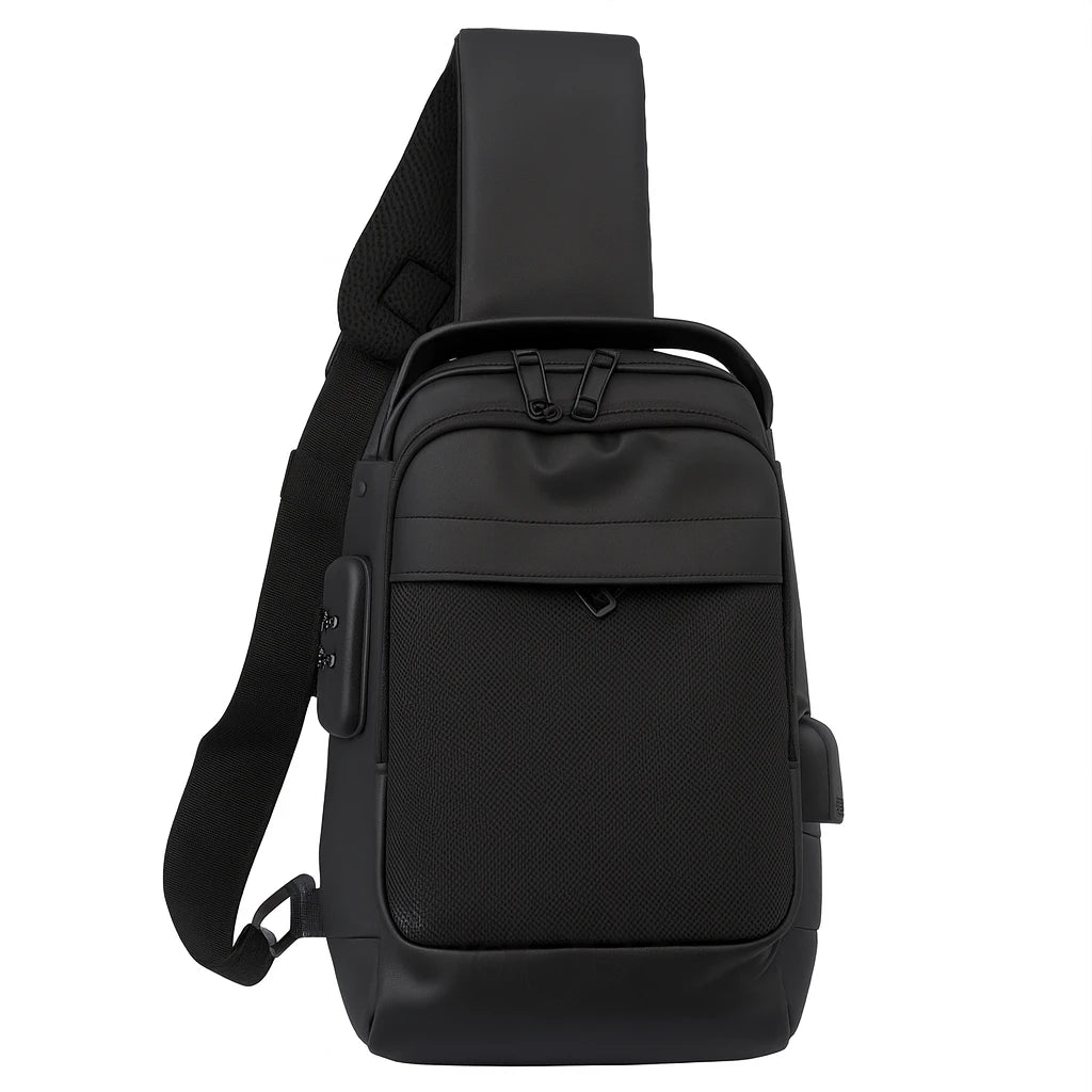 Morral masculino con puerto USB y candado – seguridad y estilo en uno