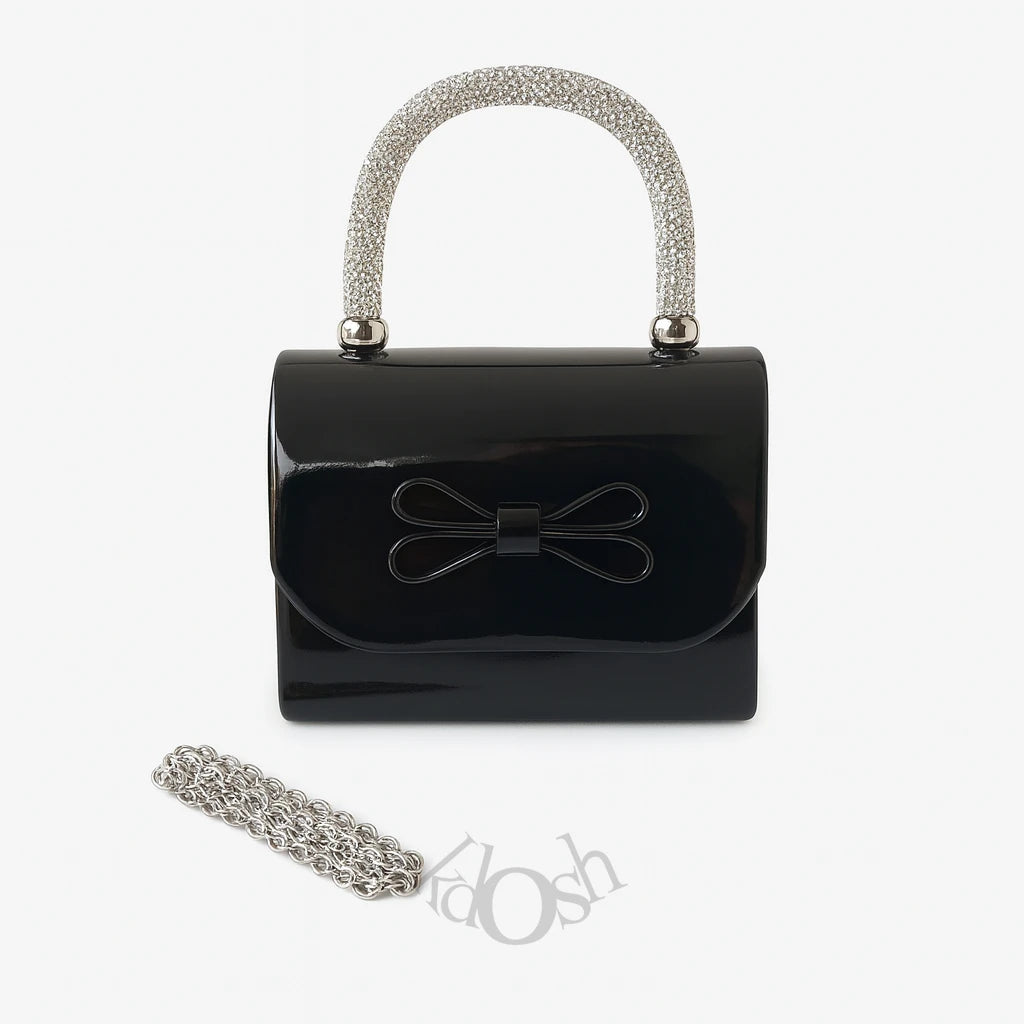 Vanite de Charol con Asa de Pedrería – Brillo y Elegancia