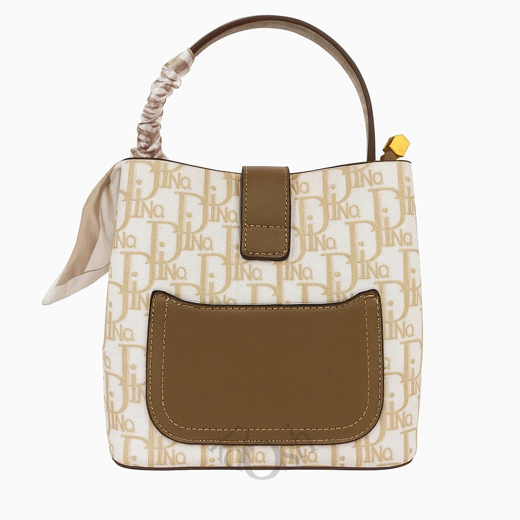 Bolso de Cuero Sintético con Estampado y Pañuelo Chic – Elegancia Versátil
