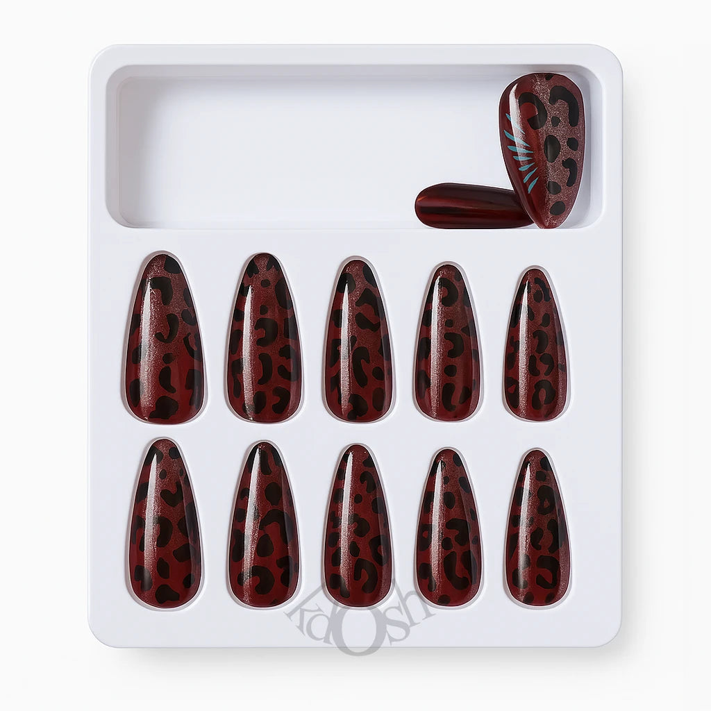 Uñas Postizas Animal Print – Estilo Salvaje con Brillo Gel (12 Piezas)