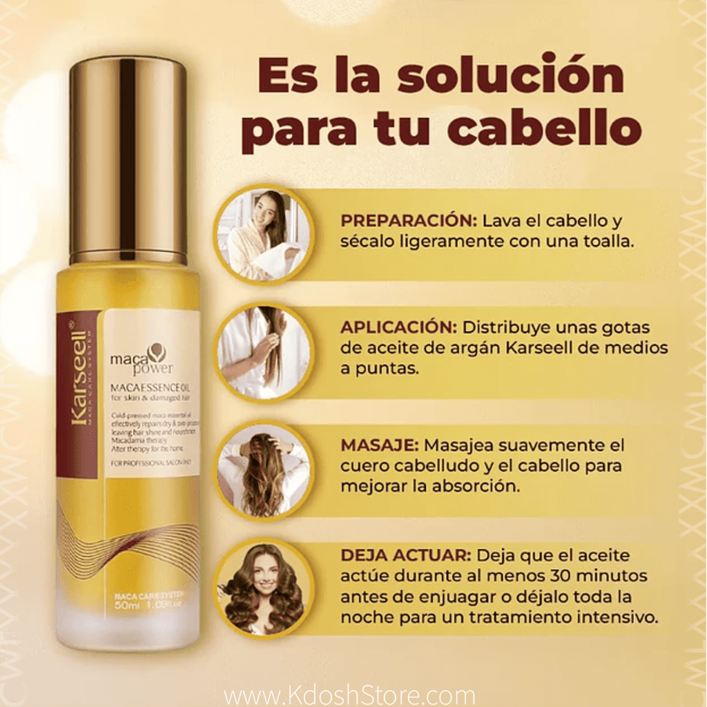 Aceite de Argán Karseell - Brillo Instantáneo Sin Grasa