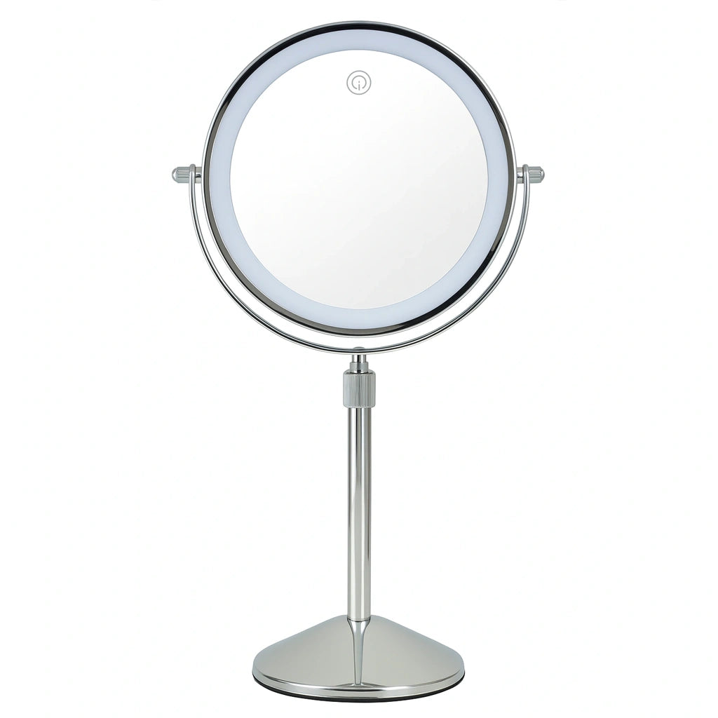 ESPEJO DE MAQUILLAJE GIRATORIO CON LUZ LED
