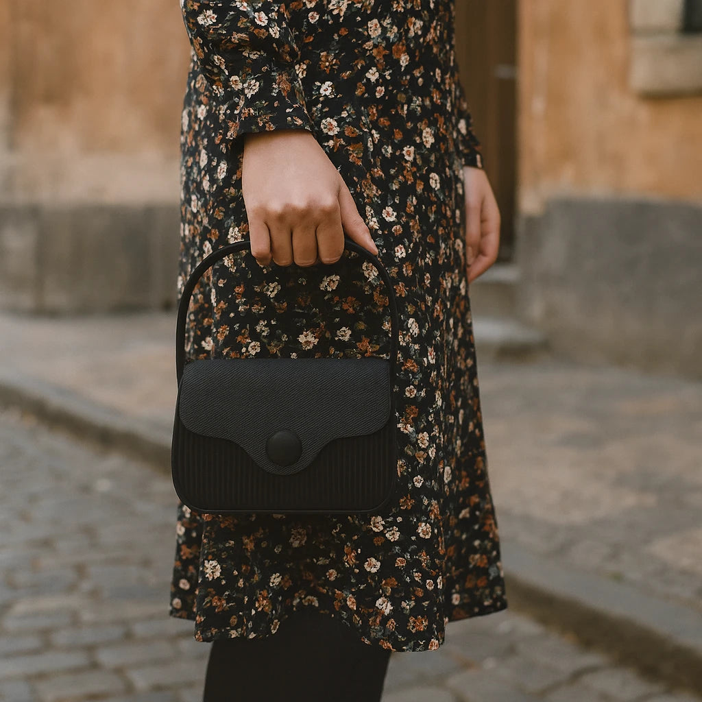 Cartera Bicolor con Combinación de Texturas – Diseño Chic y Versátil