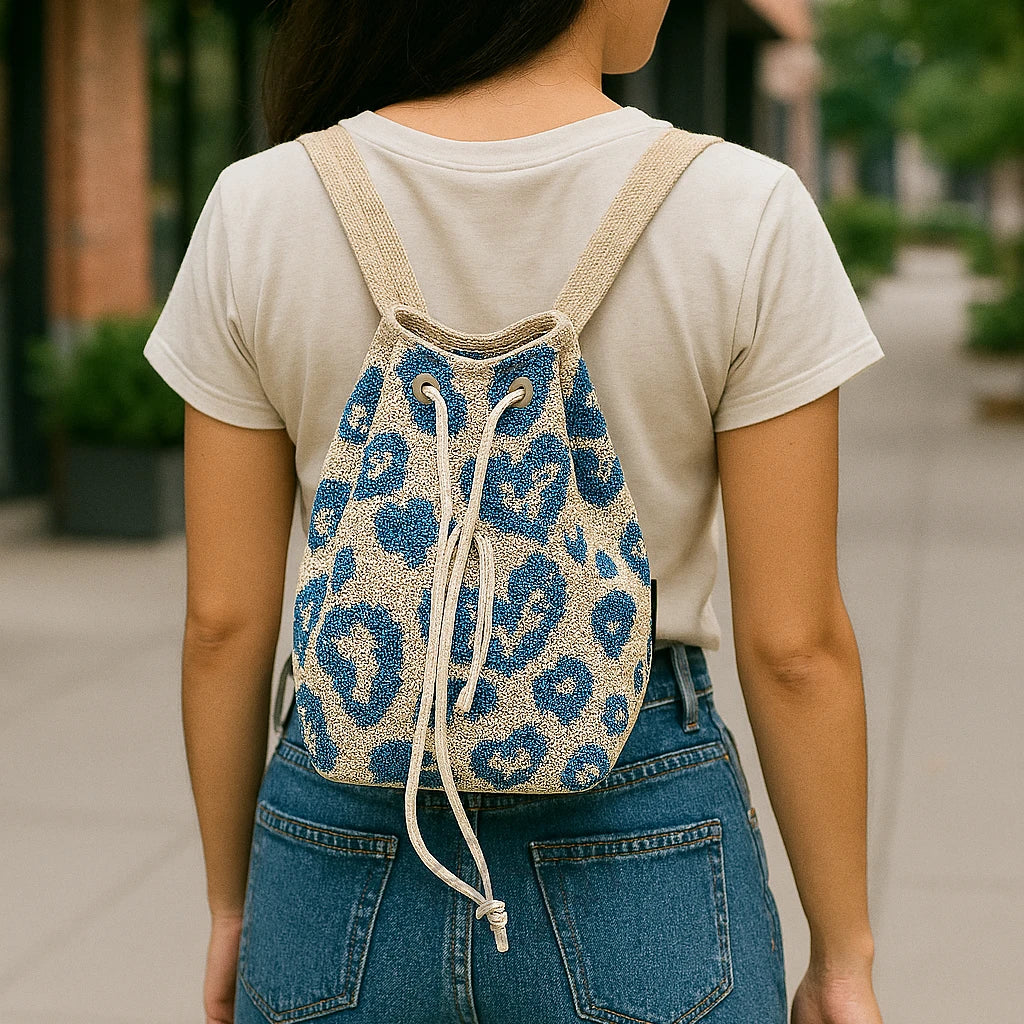 Mochila Casual Tejida con Estampado – Ligera y Versátil