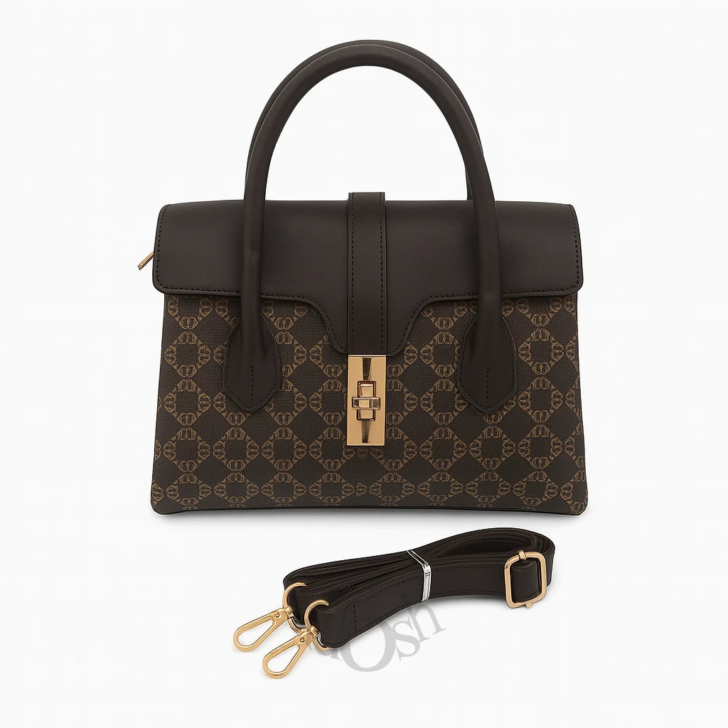 Cartera con Estampado y Broche – Estilo Clásico y Versátil