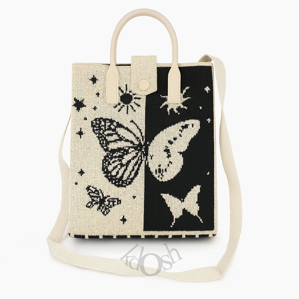 Bolso Tejido Artístico 2 en 1 con Estampado Moderno