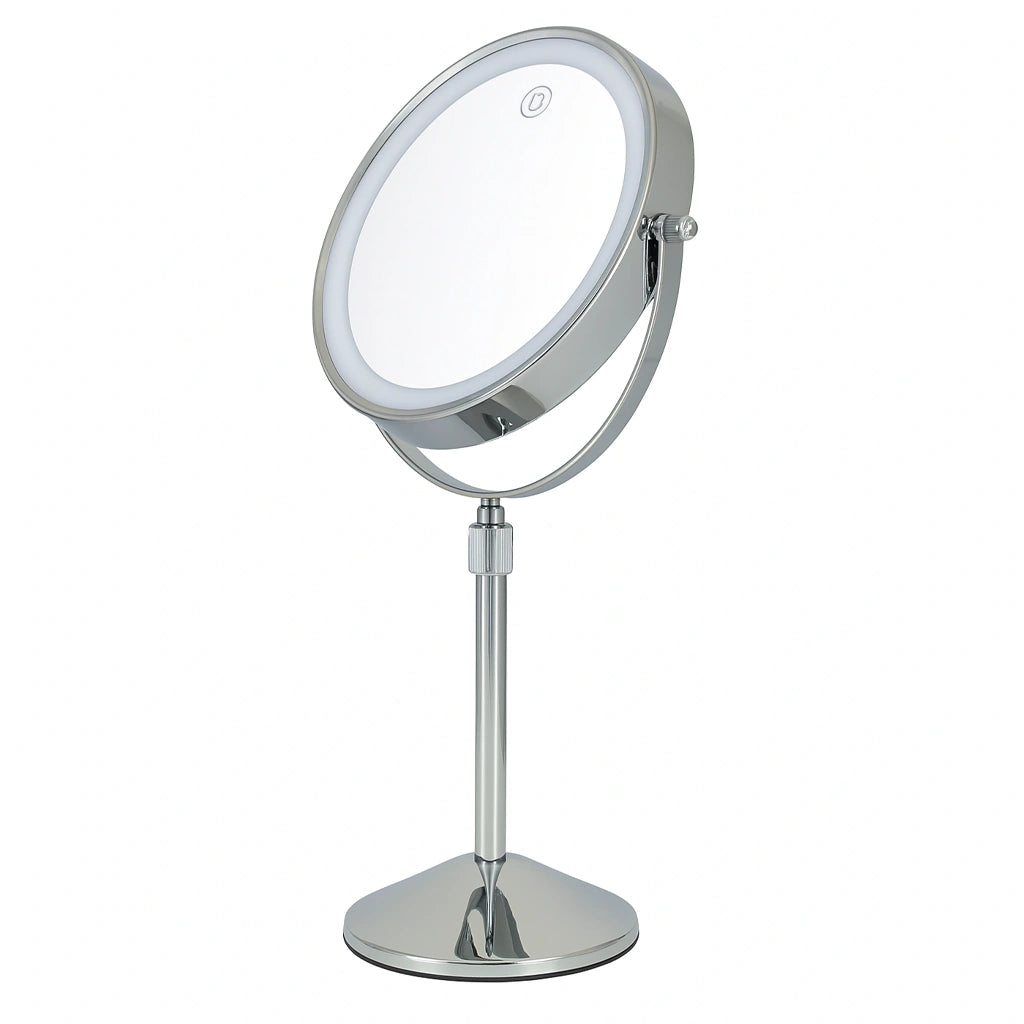 ESPEJO DE MAQUILLAJE GIRATORIO CON LUZ LED