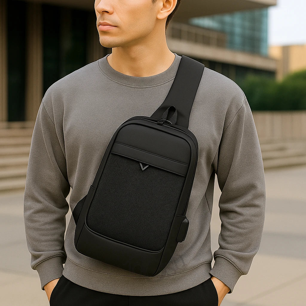 Morral masculino con puerto USB y candado – seguridad y estilo en uno