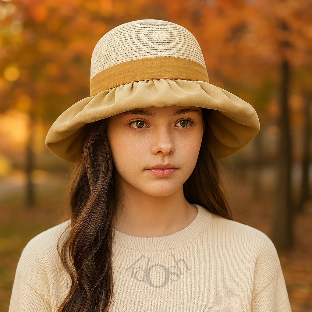 Sombrero Tejido con Gran Lazo Posterior – Estilo Romántico y Elegante