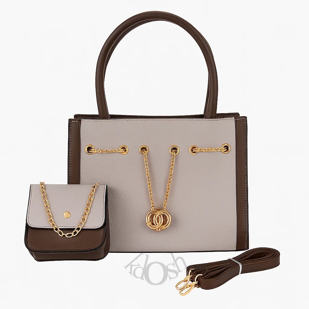 Cartera Dos Piezas con Cadena Decorativa – Set Elegante de Mujer