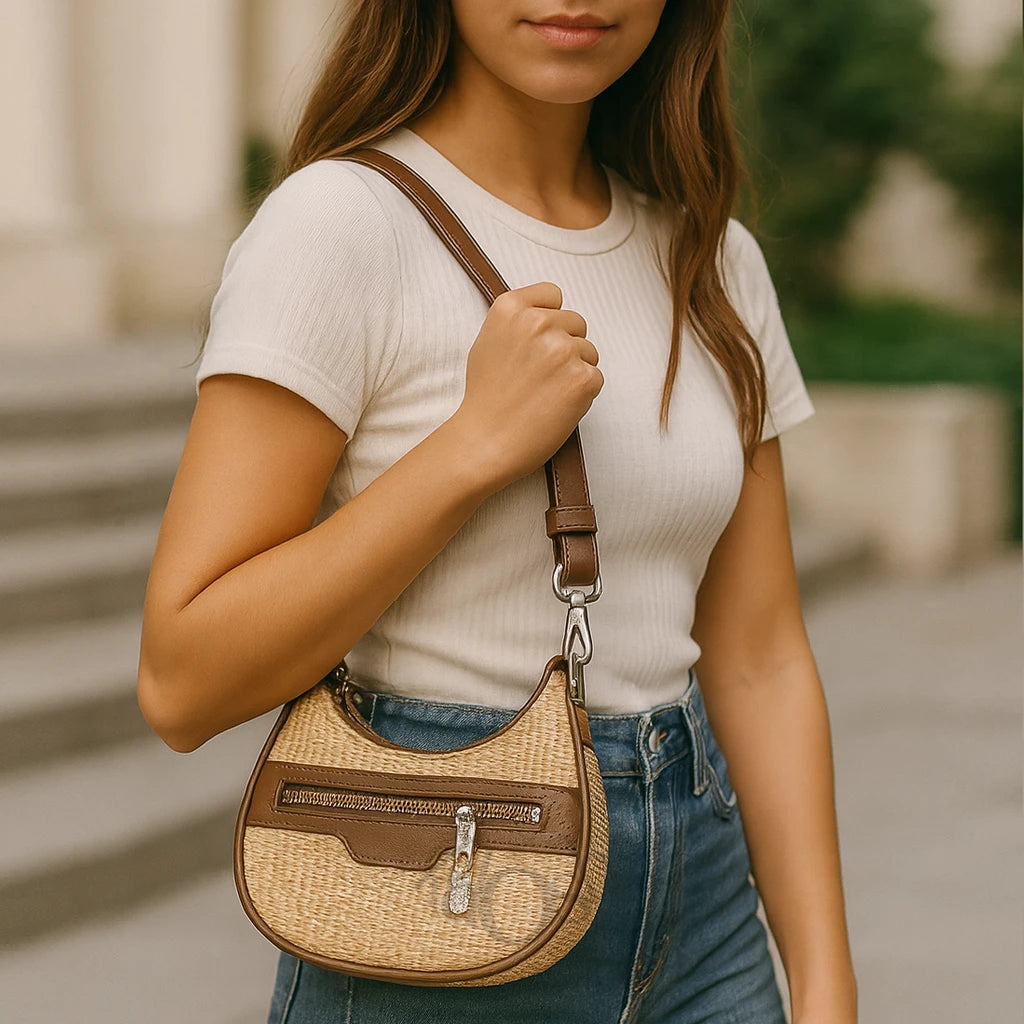 Cartera con Textura Natural – Estilo Minimalista y Casual Chic