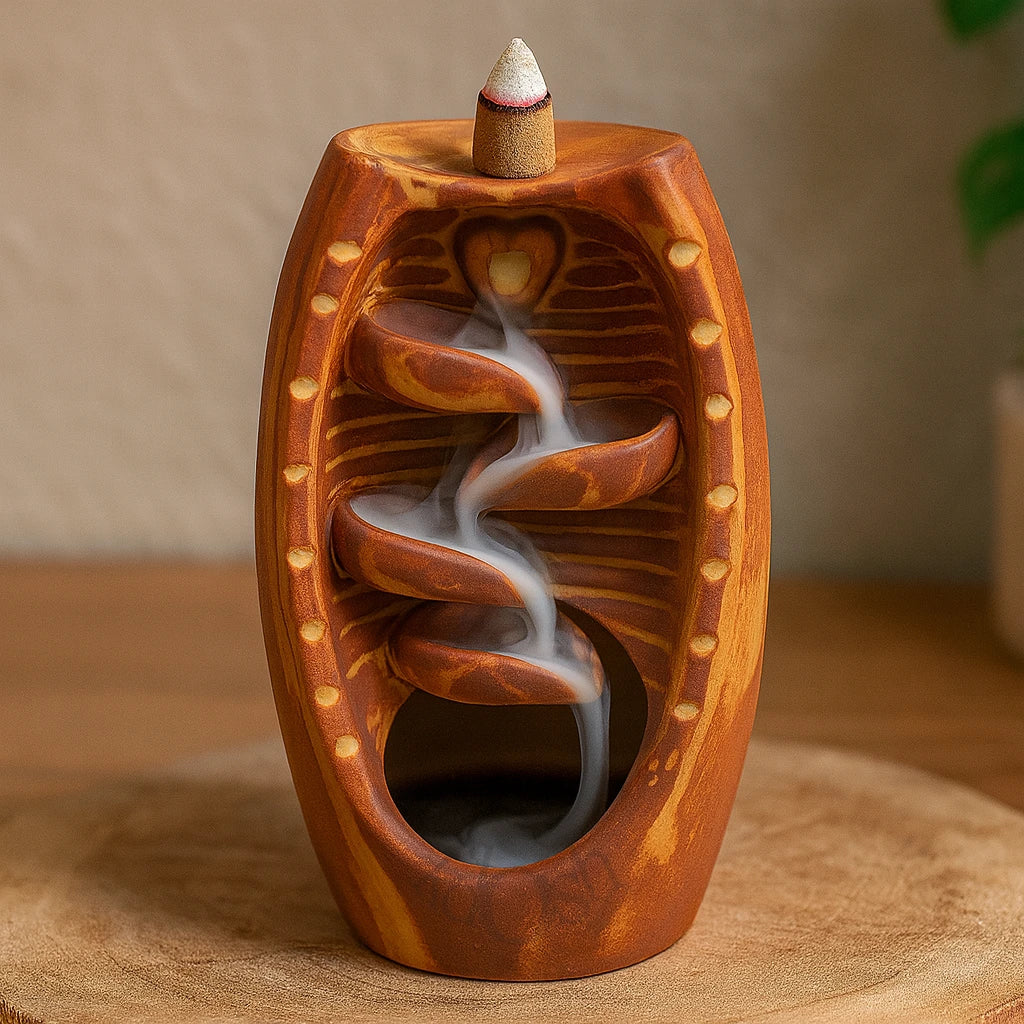 Porta Incienso Zen en Cerámica – Cascada de Humo Relajante
