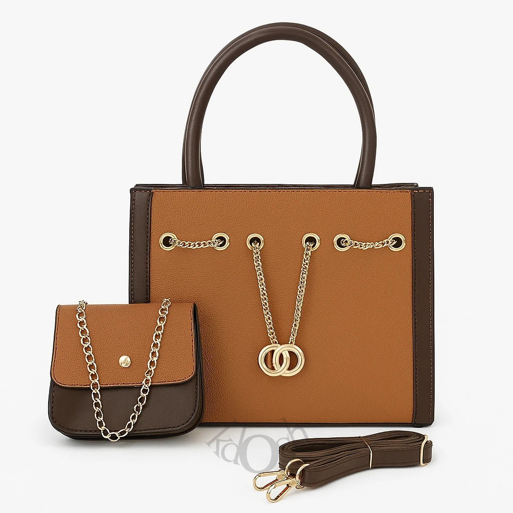 Cartera Dos Piezas con Cadena Decorativa – Set Elegante de Mujer