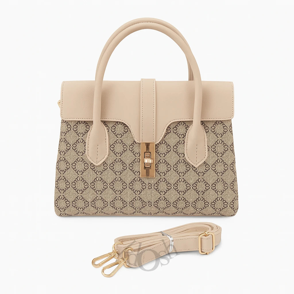 Cartera con Estampado y Broche – Estilo Clásico y Versátil