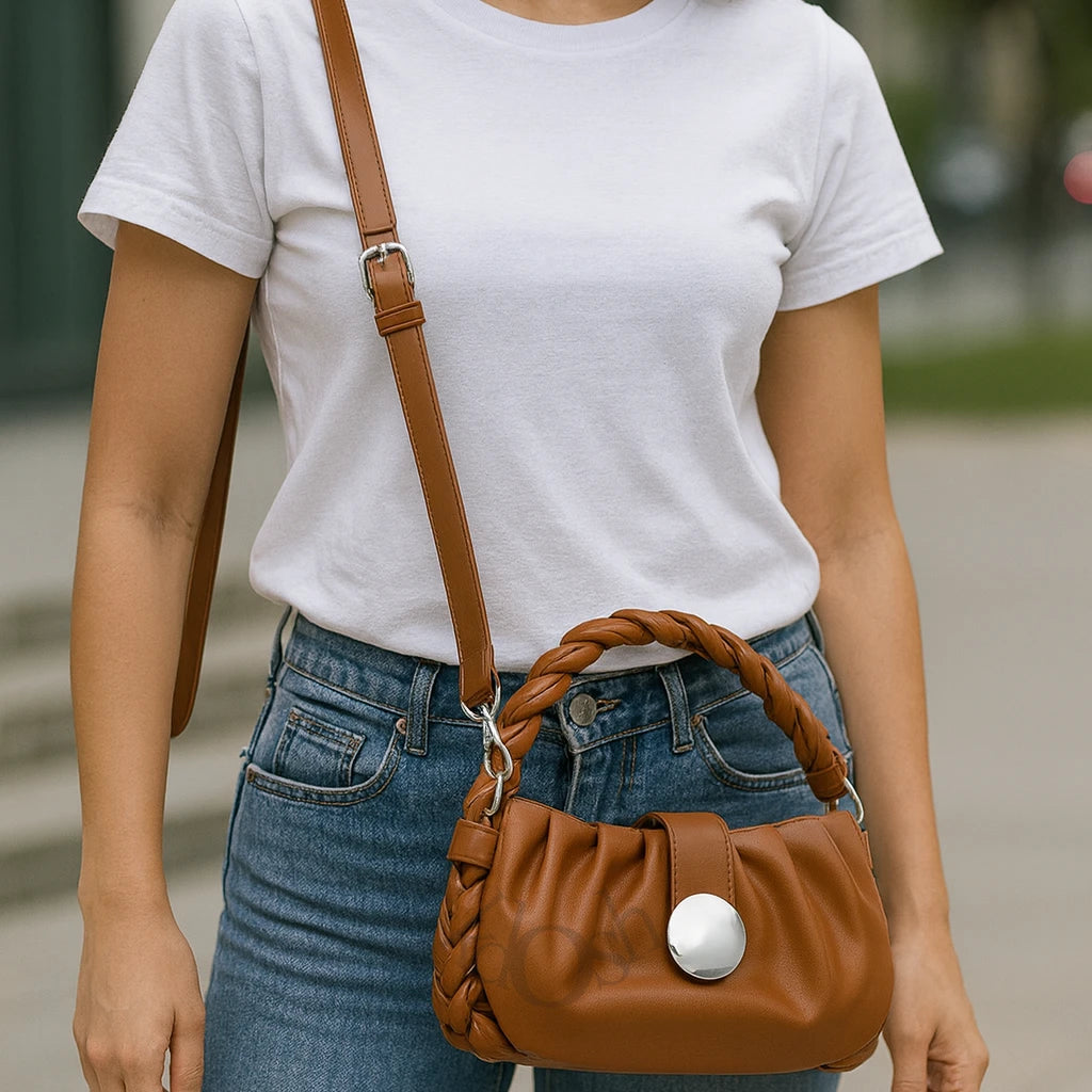 CARTERA CON ASA TRENZADA – ESTILO MODERNO Y ELEGANTE