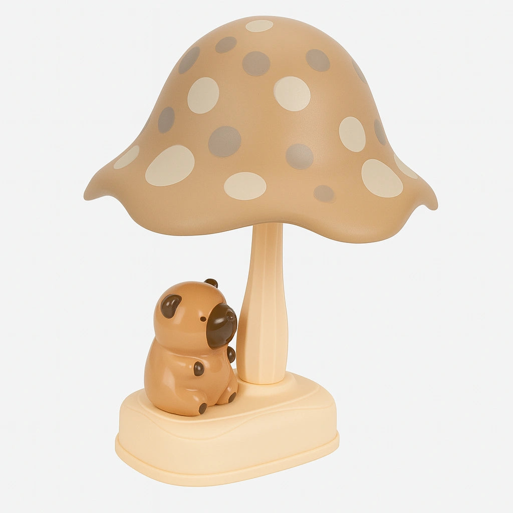 Lámpara de Mesa para Noche – Hongo con Capibara Encantador