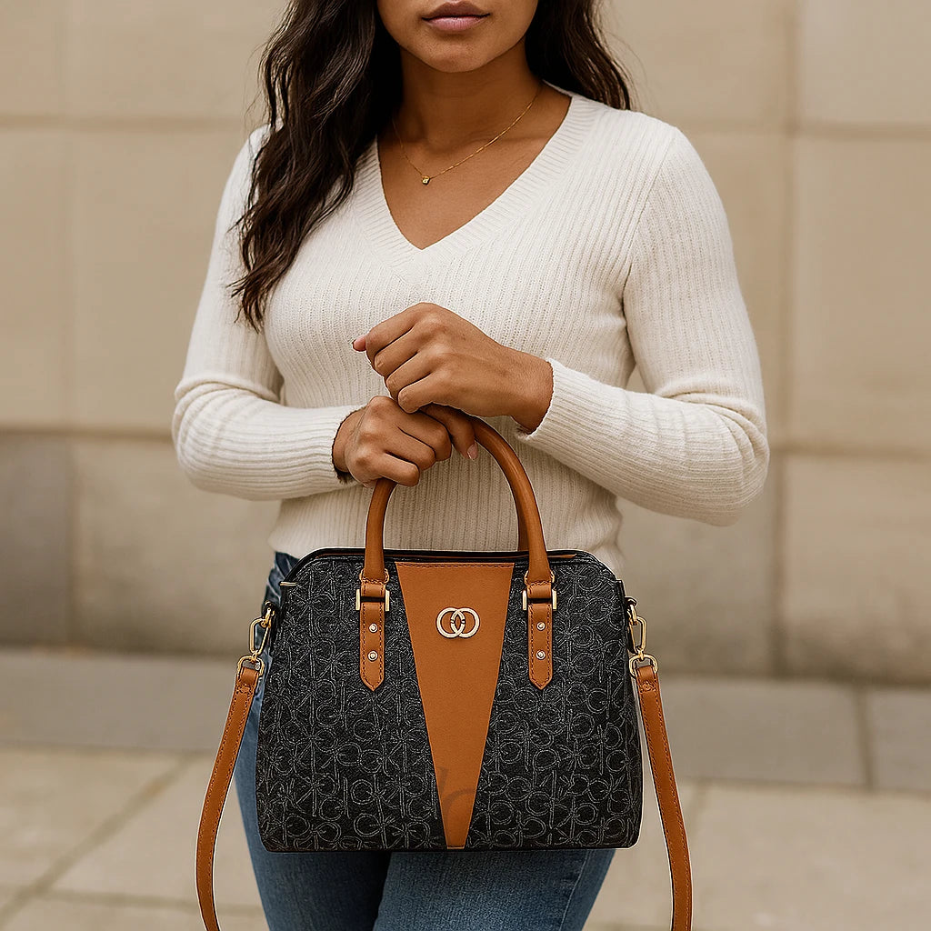 Cartera Estampada con Bolso de Mano – Elegancia Urbana