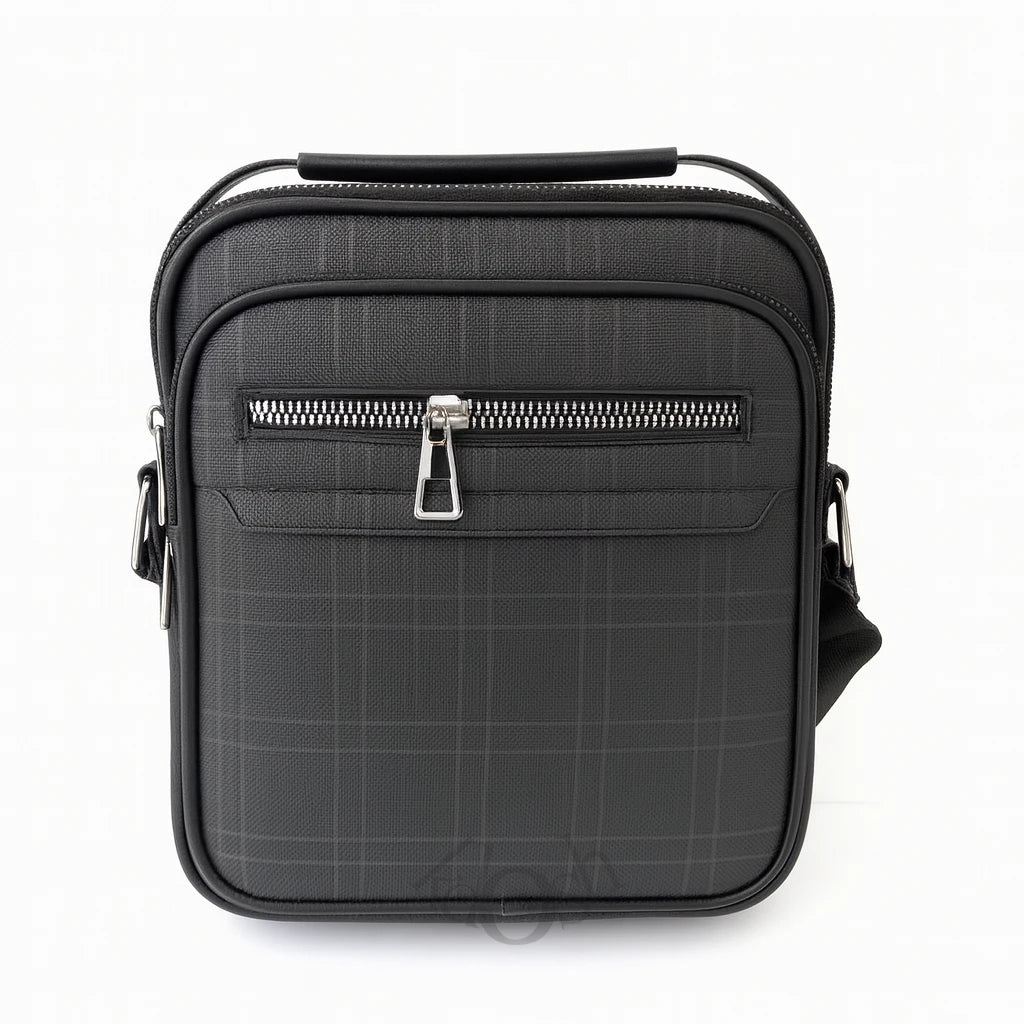 Morral masculino de lujo – patrón de cuadros sofisticado