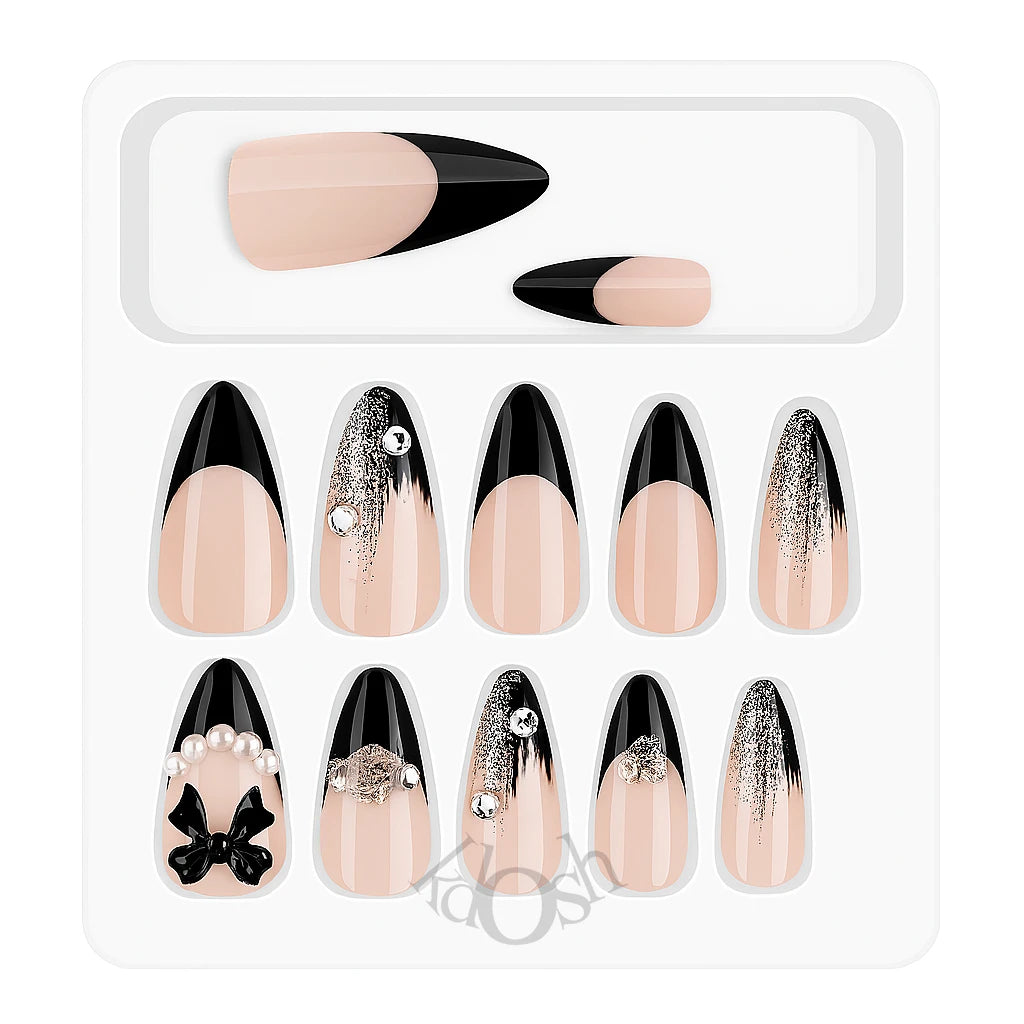 Uñas de Gel a Presión con Detalles de Lujo – Diamantes y Diseños Exclusivos