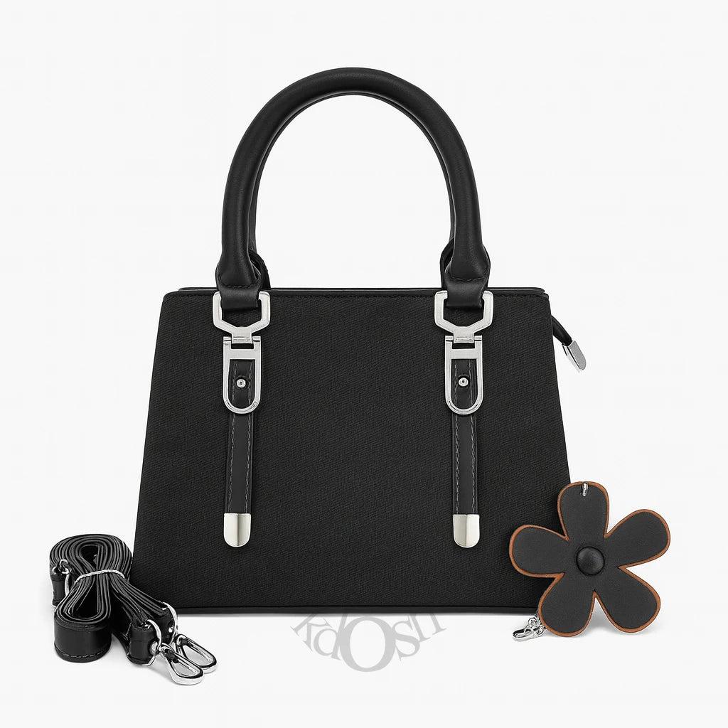 Cartera Texturizada con Llavero Floral – Chic y Versátil