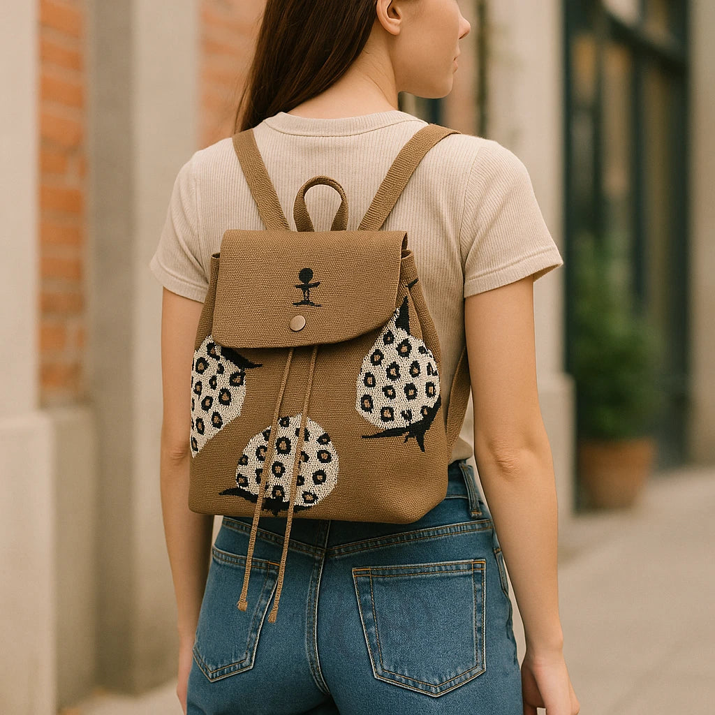 Mochila Tejida con Diseño Estampado – Moderna y Funcional