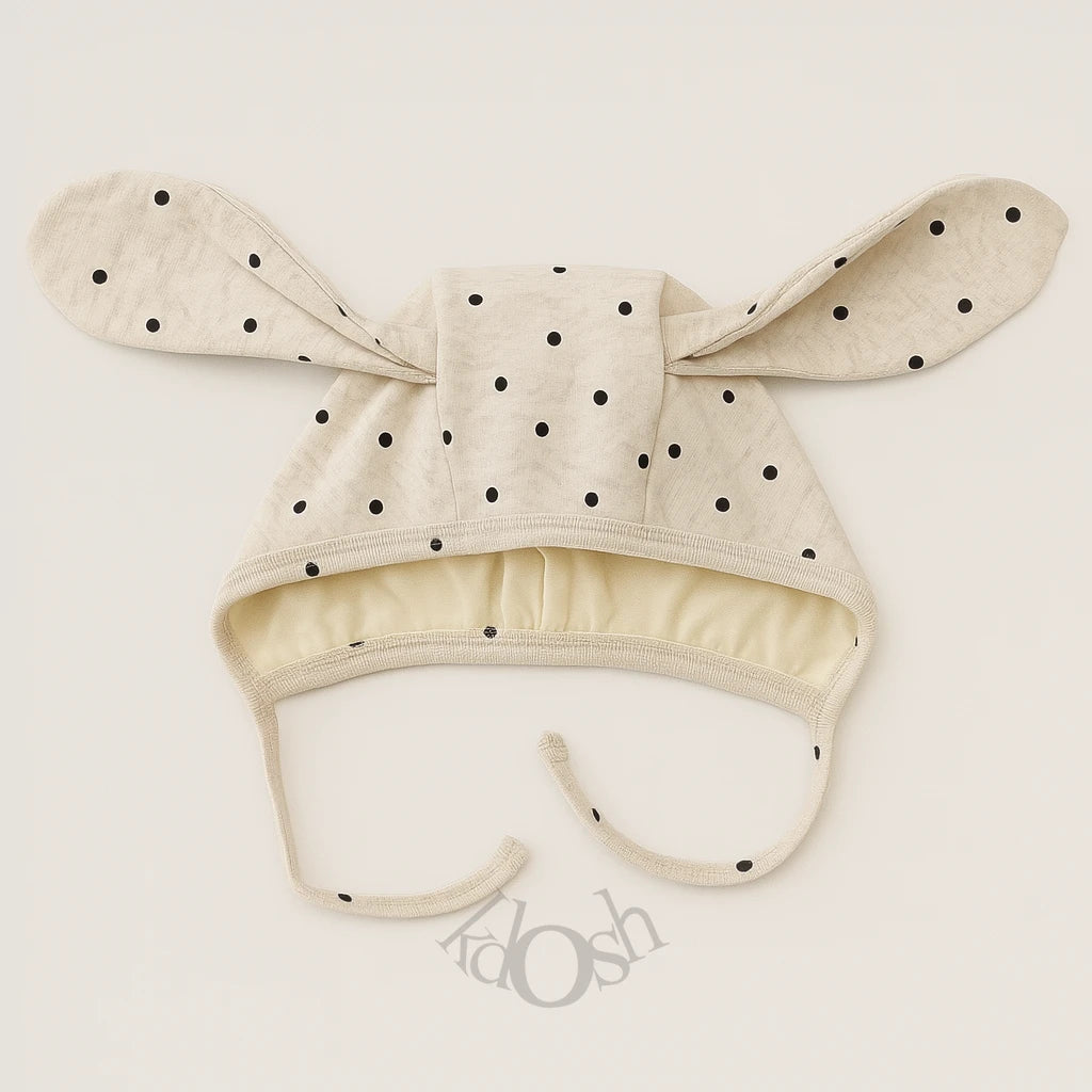 GORRO DE BEBÉ CON OREJITAS Y ESTAMPADO DE PUNTOS