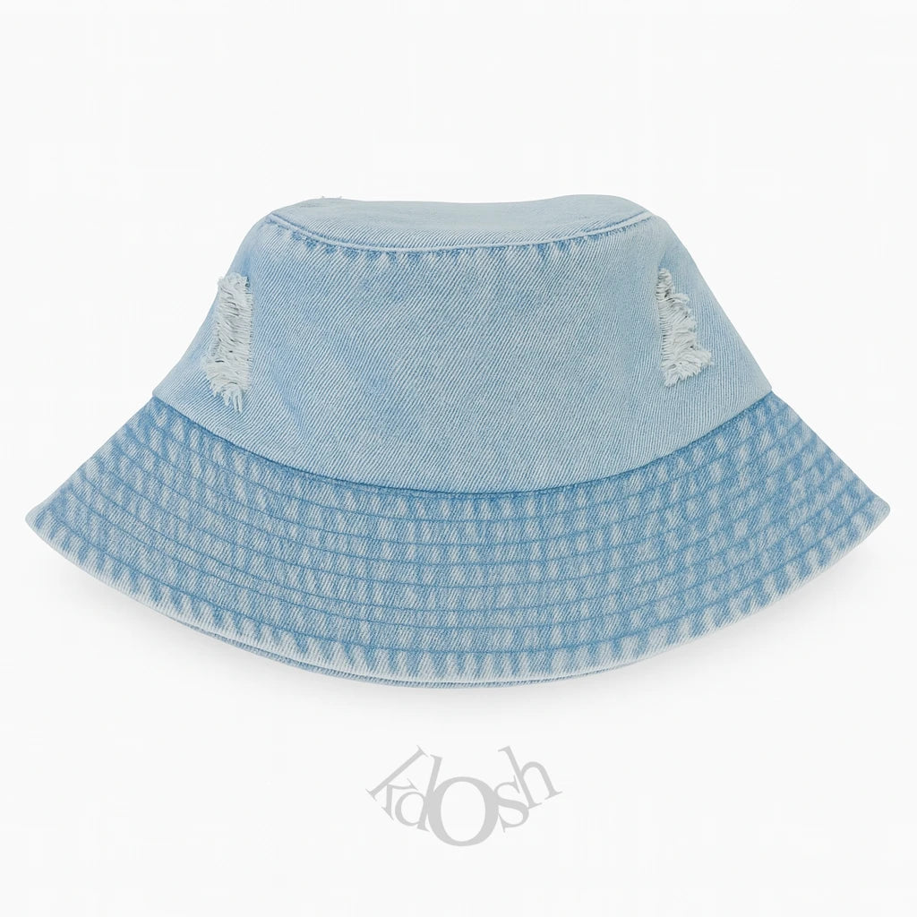 Sombrero Bucket Denim Rasgado para Dama – Estilo Urbano