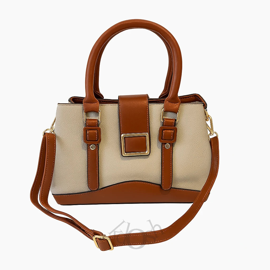 Cartera Bicolor de Mujer con Hebilla Decorativa – Elegancia y Estilo