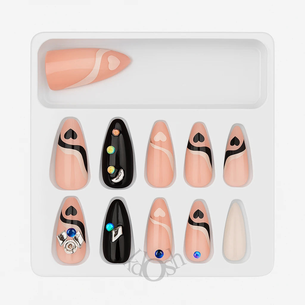 Uñas de Gel a Presión con Detalles de Lujo – Diamantes y Diseños Exclusivos