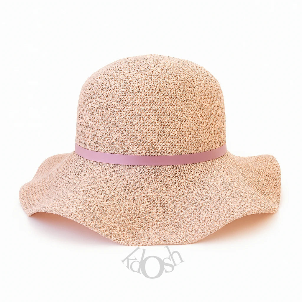 Sombrero Tejido de Ala Ancha con Lazo – Elegancia Natural para Días Soleados