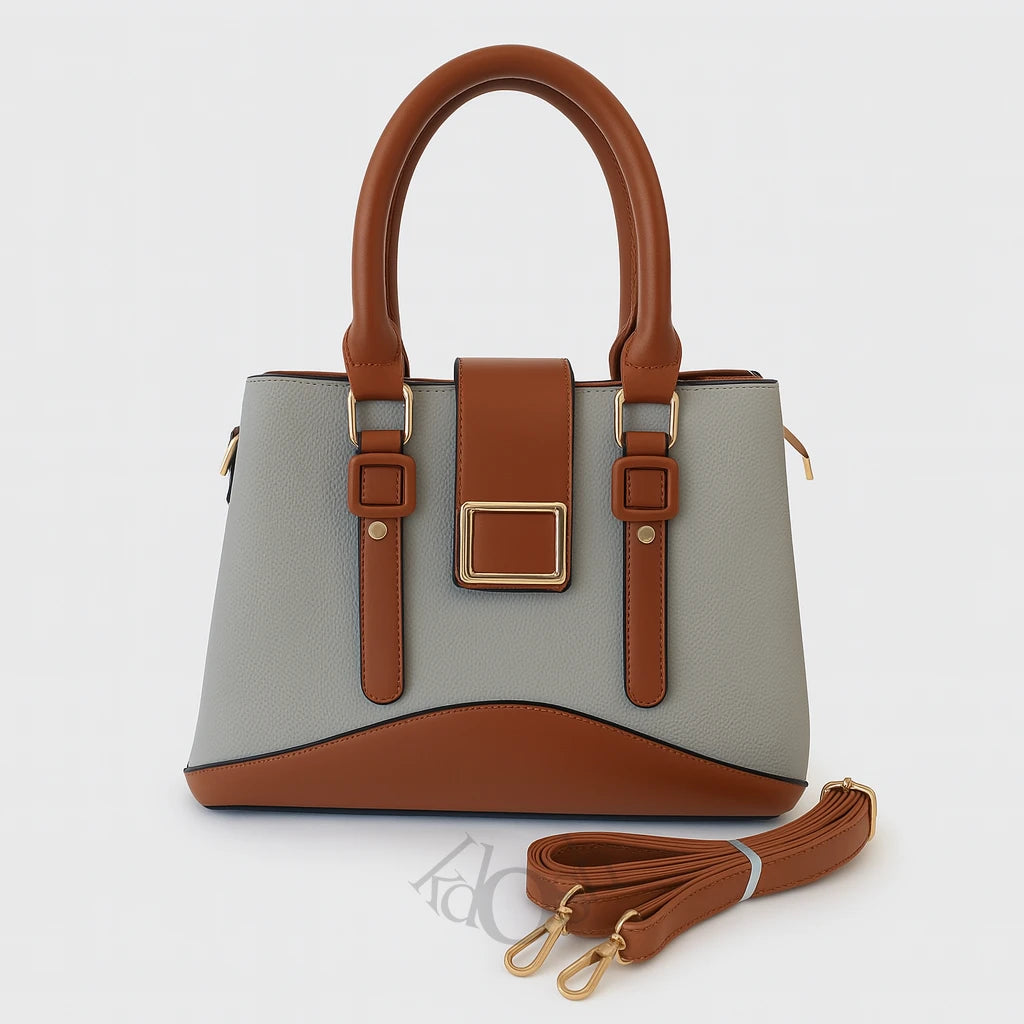 Cartera Bicolor de Mujer con Hebilla Decorativa – Elegancia y Estilo