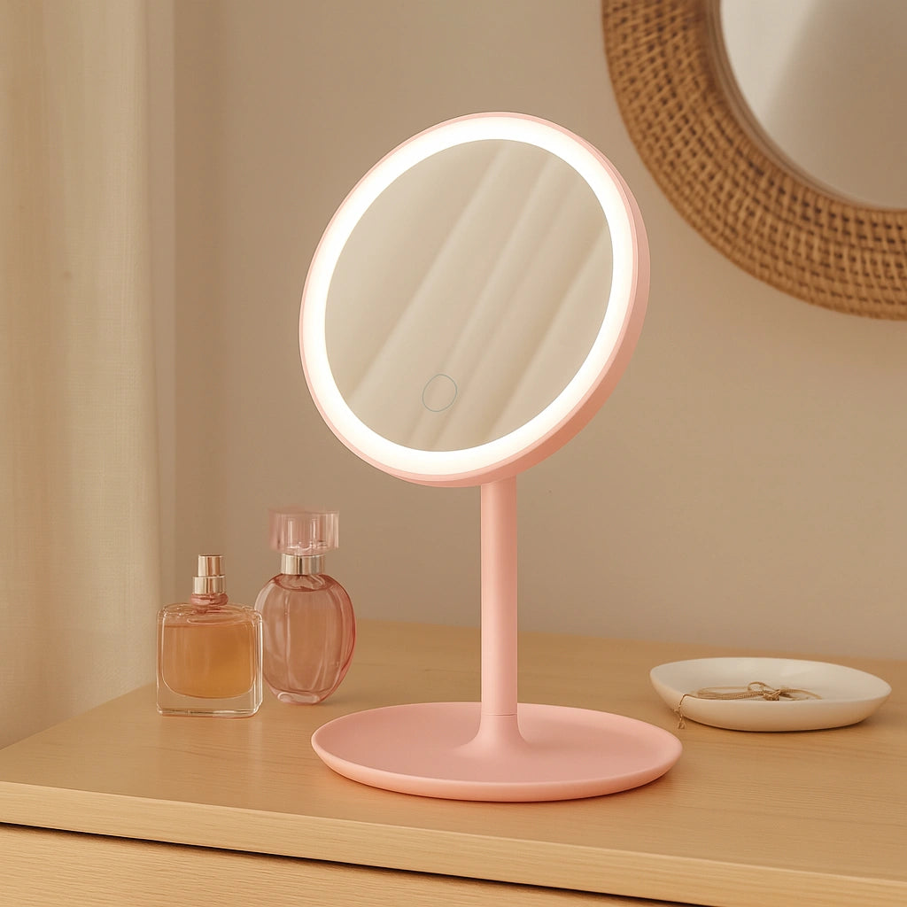 ESPEJO DE MAQUILLAJE CON LUZ LED, CABLE USB INCLUIDO