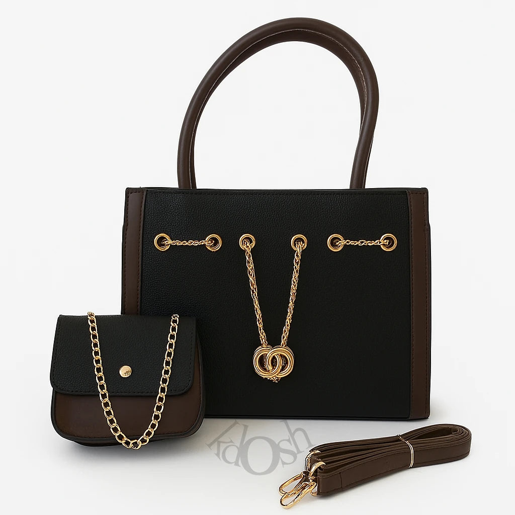 Cartera Dos Piezas con Cadena Decorativa – Set Elegante de Mujer